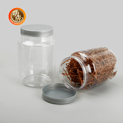 Frasco de cookie plástico vazio do ANIMAL DE ESTIMAÇÃO do produto comestível da garrafa do doce da boca larga