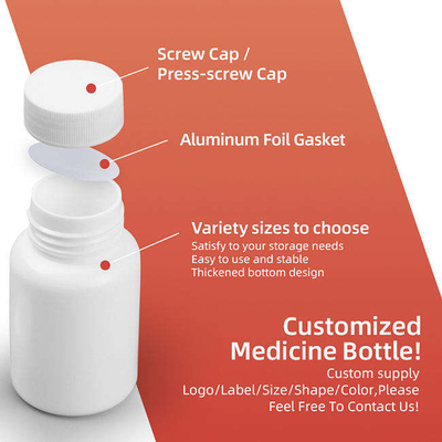Garrafas de comprimido plásticas da medicina do HDPE para o suplemento à vitamina