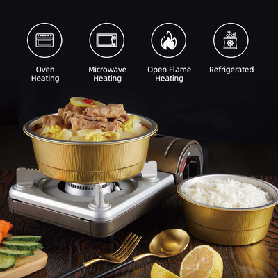 A bandeja descartável da folha de alumínio com tampa plástica leva embora recipientes de empacotamento do armazenamento do alimento