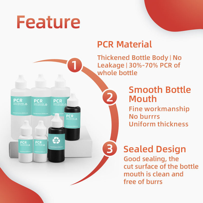 30 ml 50 ml 120 ml garrafas de plástico reciclado Pcr com bico