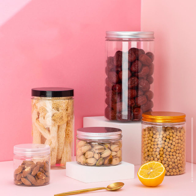 frascos plásticos vazios, transparentes e largos de 500 ml, com tampa de parafuso