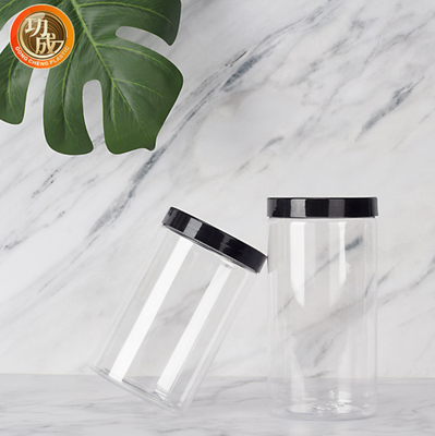 Resistência Química Jar de plástico de boca larga transparente com tampa embalagem de açúcar
