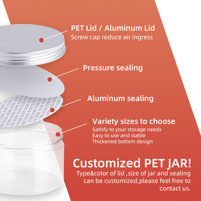 Jarros de plástico PET personalizados recipientes de PET transparente Jarros de plástico PET com tampa CQC